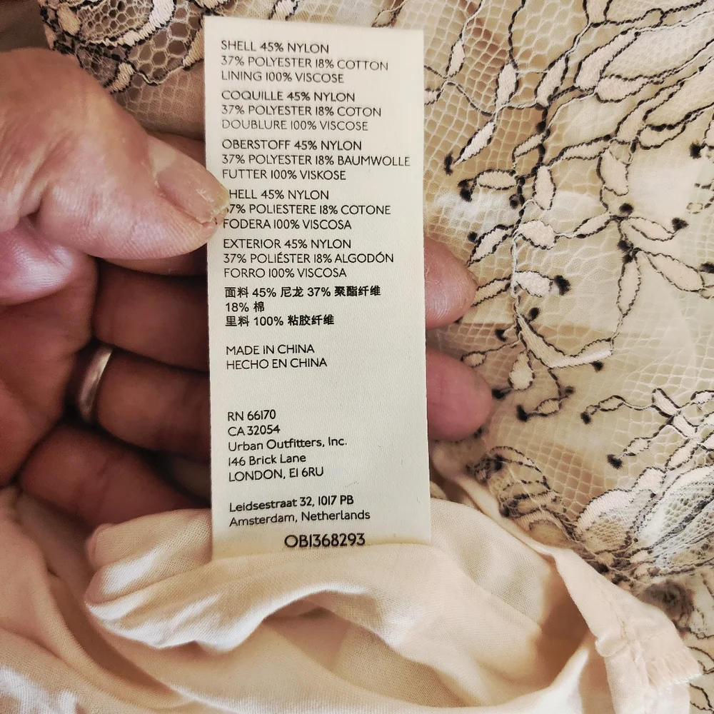 Free People Heavenly champagne toast black lace overlay dress size Small NWT - Picture 8 of 16